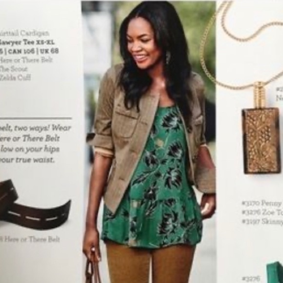 CABI high low peplum top Zoe falling flowers - Picture 1 of 5